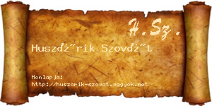 Huszárik Szovát névjegykártya